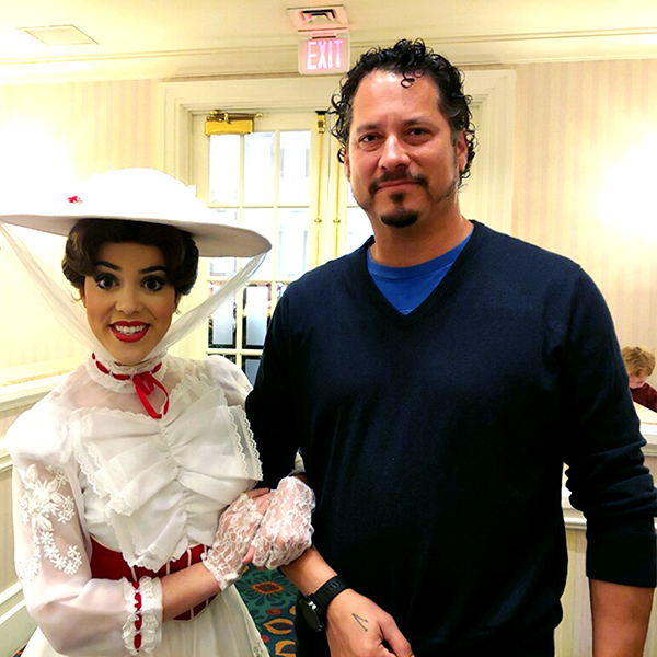 Grown man with Mary Poppins look a like