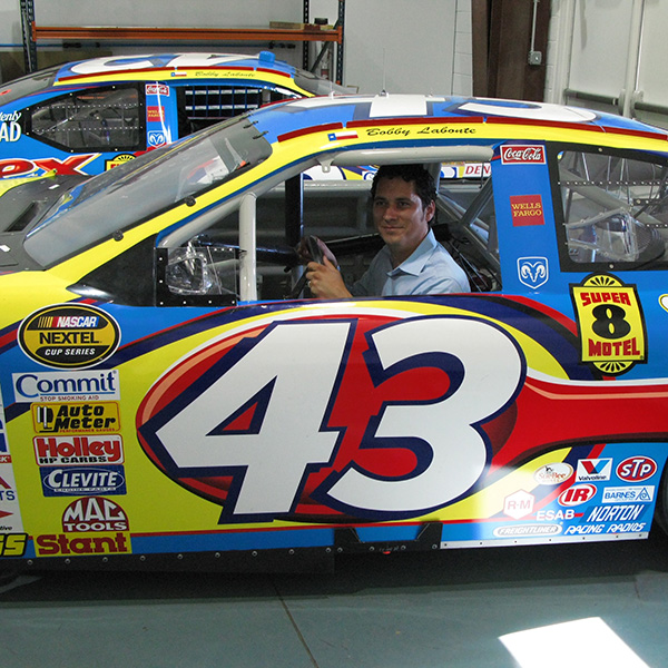 Engineer behind the wheel of a Nascar