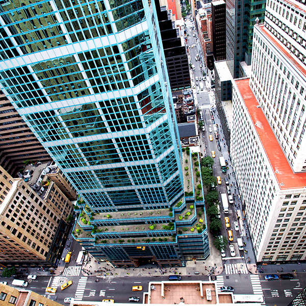 View from on top of a building in Manhattan looking down